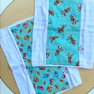Sock monkey numbers pretend vintage burp cloth